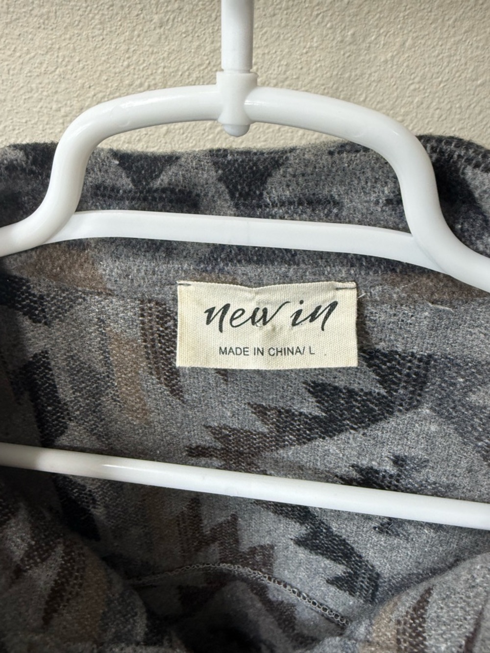 Aztec Pattern Button-Front Shacket Jacket - Gray & Brown - Picture 2 of 4